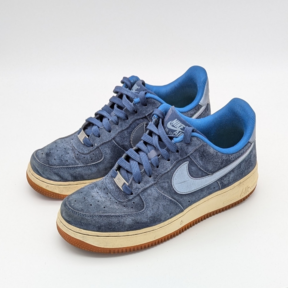 Nike Women's Air Force One Premium Suede Low Top Shoes Sneakers Navy 818595-400